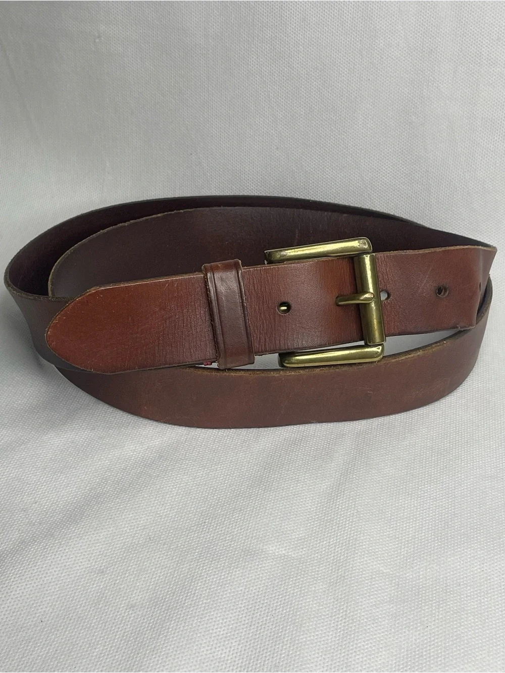 The GAP Genuine Cow Leather Belt Mens SZ 44 Brown Bronze Red Stitch Work Western